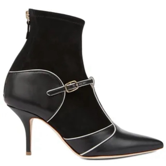 Malone Souliers Black Boots Size 38 Suede Leather Stiletto Heels Point Toe - Picture 1 of 16